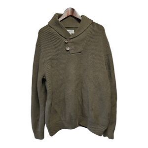 Duluth Trading Olive Green Brigadier Shawl Collar Sweater XL Tall WOOL BLEND‎
